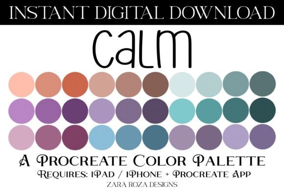 Calm Procreate Color Palette: 30 Serene Swatches for Digital Art
