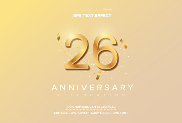 Celebrate 26 Years in Style: The Gold Anniversary Text Effect