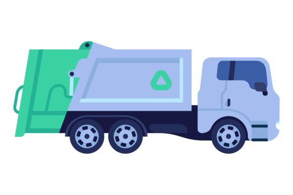Dumpster Truck Icon: Color Garbage Recyc for Designers