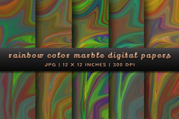 Elevate Your Designs with Rainbow Color Marble Digital Papers