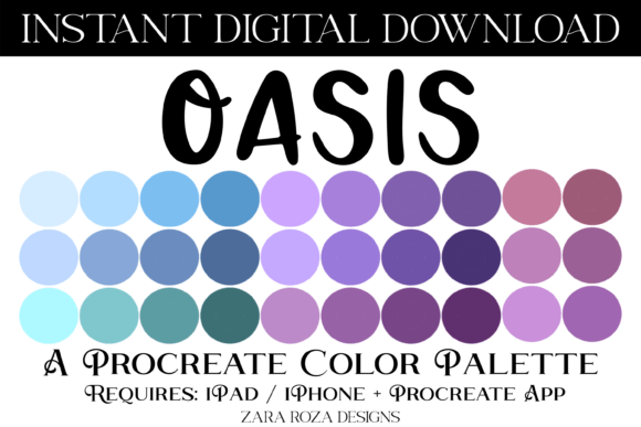 Oasis Procreate Color Palette: 30 Swatches for Vibrant Digital Art
