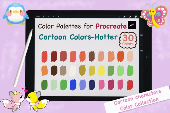 Procreate Color Palettes-Cartoon Hotter: Vibrant Palettes for iPad Art