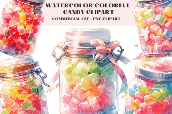 Watercolour Colourful Candy Clipart: A Sweet Design Asset